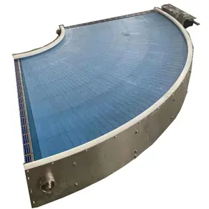 accumulation reserve conveyor table with wire mesh plastic link for conveying bottles and juice saucisson industry