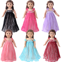 Gaun Putri Pola Kartun Buatan Tangan dari Jaring Tulle 18 Inci untuk Kostum Pesta Boneka Fashion