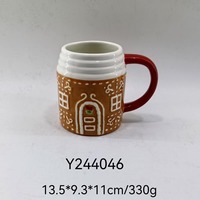 Handgefertigte Handbemalte Keramik 350ml Landhaus-Stil Kaffeetasse mit Weihnachtsdesign Party-Dekoration Spülmaschinen- & Mikrowellenfest