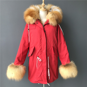 Vendita calda di moda Parka con cappuccio in pelliccia di volpe soffice pelliccia di volpe rossa collo in vera pelliccia Parka <span class=keywords><strong>donna</strong></span> - Product Image 2