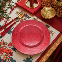 Assiette de présentation Xiangjin 13 pouces en plastique PP avec motif végétal, couleur personnalisée, sans BPA, pour mariages et événements
