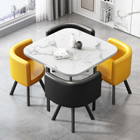 Ensemble de table à manger avec 4 chaises rembourrées, style minimaliste, ensemble de table à manger à panneaux, mobilier de salle à manger moderne