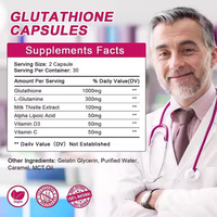 Complément alimentaire anti-âge et antioxydant personnalisé pour la santé de la peau, capsules molles de glutathion 1000 mg avec L-glutamine et vitamines C/D3