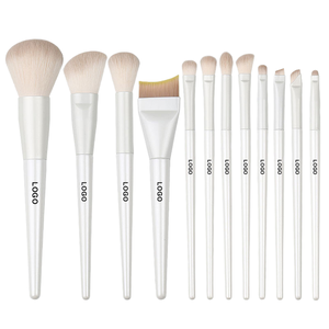 12Pcs Contour Foundation Makeup Brush Set Custom Logo Wood Handle Synthetic Face Brush - Product Image 1