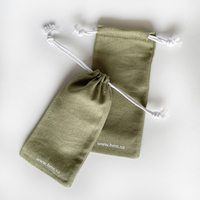 Sac à cordon personnalisé de taille 7x15 cm en coton biologique et lin recyclable avec cordon blanc pour parfum