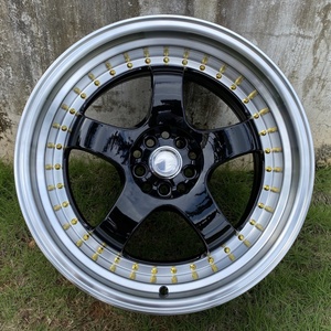 VG Aluminium-Rennräder 15x8/15x9 4x100/4x114.3 Racing ET0 Maschinell Bearbeitete Felge für Histori Silber/Schwarz 4-teiliges Set zum Austausch - Product Image 3