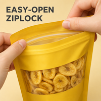Sachet d'emballage alimentaire vertical avec fenêtre transparente pour chips de banane et conservation des snacks