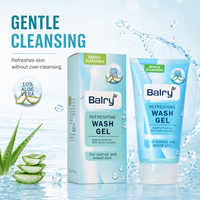 Gel nettoyant rafraîchissant Balry avec 10% d'aloe vera, nettoyant visage doux légèrement moussant avec complexe hydro, 150 ml