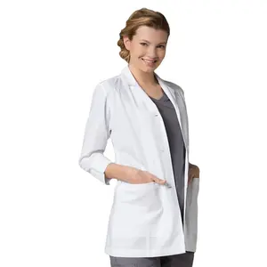 Factory Price Women Classical White Lab Coat Doctor Uniform Nurse Uniform