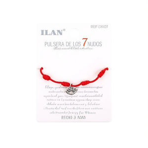 Braccialetto Ilan a 7 nodi con cordoncino rosso, tono argento e oro, gioiello fatto a mano per donna - Product Image 2