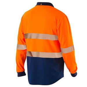 Polo <span class=keywords><strong>de</strong></span> sécurité réfléchissant orange à manches courtes avec bandes segmentées pour les travailleurs du bâtiment, logo personnalisé pour hommes - Product Image 3