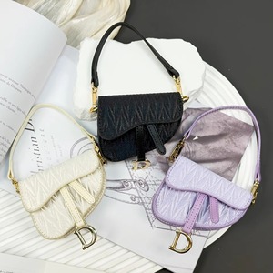 Luxury Designer <b>Inspired</b> Ruched Saddle Mini Bag Women Top Handle Crossbody Bag With D Charm - Product Image 1