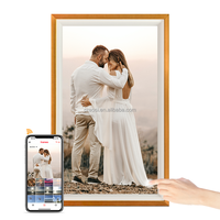 Penyimpanan 8/16GB Android WiFi bingkai foto Digital anti-silau LCD bingkai kayu besar layar sentuh putar pemutaran Video Via