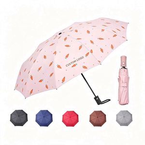 Parapluie pliant de voyage élégant, résistant au soleil, avec logo personnalisé, poignée ergonomique, robuste, logo promotionnel, design moderne, fiable, pliage en 3 sections - Product Image 1