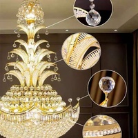 Lustre en cristal moderne nordique de luxe, éclairage décoratif d'intérieur pour villa à plafond haut, escalier