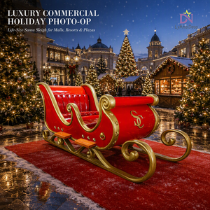 Wasserdichte Weihnachtsdekoration aus Fiberglas für den Außenbereich Lebensgroßer Weihnachtsmann-Schlitten für Einkaufszentren - Product Image 3