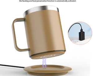 Kiểm soát nhiệt độ thông minh Mug tự sưởi ấm điện Mug chân không thép không gỉ 304 trắng 300ml hiện đại thông minh Mug - Product Image 2