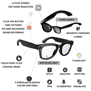 AIスマート写真メガネビデオ録音オーディオヘッドセット男性女性メガネプライベートモールドファッション流行スタイルスポーツサングラス - Product Image 6