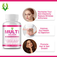 Cápsulas de colágeno múltiple con 5 tipos de Colágeno Hidrolizado, biotina, ácido hialurónico, soporte para el cabello, piel, salud, suplemento de belleza