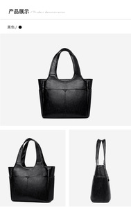 Bolso Tote de Gran Capacidad en Color Sólido, de Cuero PU, Portátil, para Mujer, Bolso de Hombro Tipo Cubo con Asa Superior de Cuero PU - Product Image 5