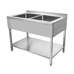 Mesa de preparación de acero inoxidable 201/304 para cocina comercial con fregadero, panel trasero y rejilla. Modelo - Product Image 1