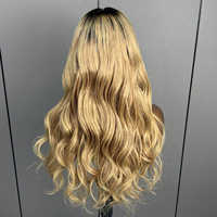 Wig Vietnam setengah wajah gaya gelombang air, tanpa perekat, pengiriman cepat, tersedia dalam stok. Rambut Asli Vietnam, 13*4