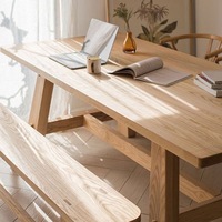 Ménage moderne bord vif Peinture à base d'eau Dalle de bois pin bois massif cuisine de bureau tables à manger en bois