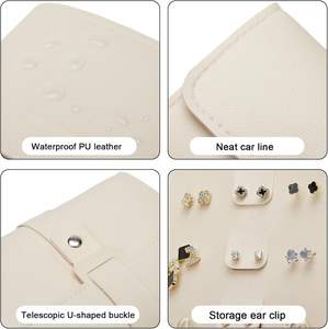 Organisateur de boucles <span class=keywords><strong>d</strong></span>'oreilles en gros avec design pliable en forme de livre, étui de voyage portable en cuir PU pour bijoux - Product Image 3