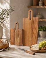 Meilleures ventes : Ensemble de planches à découper en bois d'acacia pour la cuisine domestique, avec poignée, pour fromage et pizza, pour l'exportation