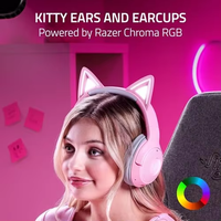 سماعة رأس لاسلكية Razer Kraken Kitty V2 مع إضاءة RGB وغطاء للأذنين بتقنية Chroma RGB، مشغلات صوت 5.2-40 مم، ميكروفونات لإلغاء الضوضاء