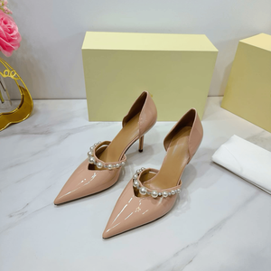 Escarpins à bout pointu en cuir verni violet avec bride perlée pour femme, pour les soirées et le quotidien - Product Image 3