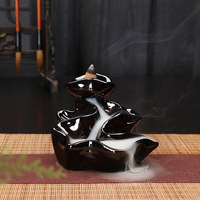 Support décoratif en céramique pour cônes d'encens à refoulement de fumée, pour la décoration intérieure, objet religieux, parfum d'ambiance.