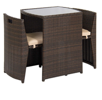 Ensemble de 3 meubles de jardin en rotin PE, mobilier d'extérieur permettant de gagner de l'espace, Set moderne, Patio, balcon, à manger, Table ou chaises
