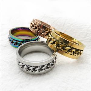 Bague rotative en acier inoxydable pour homme Bracelet hip-hop cubain à chaîne pour décompression de mariage pour ouverture de bouteille de vin - Product Image 4