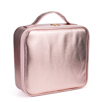 Sac cosmétique de voyage en or rose de qualité supérieure pour femmes sac de maquillage portable en PU de haute qualité avec fermeture à glissière nouvelle liste