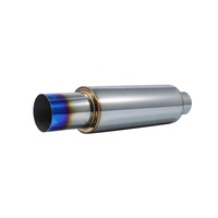 Knalpot Lurus Otomatis Stainless Steel Biru Terbakar Peredam Suara 2.5 inci Inlet 3 inci Outlet Knalpot Balap Lurus untuk Mobil Universal