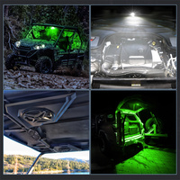 Luz LED de Techo Interior para Auto de 12V con Lente de Humo Blanco y Verde, Luz Ambiental de Lectura para UTV, RV, SUV y Camiones