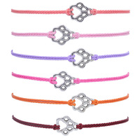 <strong>Hot</strong> <strong>Selling</strong> Wax <strong>Rope</strong> Thread Braided Pet Cat Dog Paw Print <strong>Bracelet</strong> Women