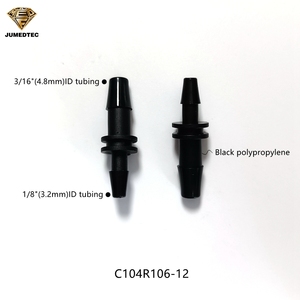 Conector de Tubo de Plástico PP Negro de 1/8"x3/16" con Conexión Recta de 2 Vías - Product Image 2