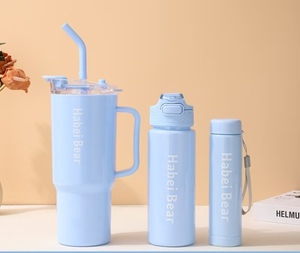 Water Bottle Set Wholesale 3pcs Suit Water Bottle With Lid and <b>Straw</b> Water Bottle Portable <b>Drinking</b> <b>Plastic</b> Tumbler With Handle - Product Image 4
