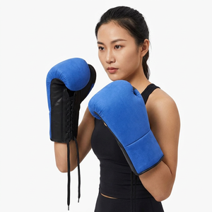Guantes de Boxeo Azules con Cordones para Mujer, de Microfibra, para Entrenamiento de Artes Marciales - Product Image 1