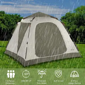 Npot 4/6 Persoons Familie Campingtent, 4 Persoons Waterdicht En Eenvoudig Opstelling Pop-Up Tent Met Draagtas