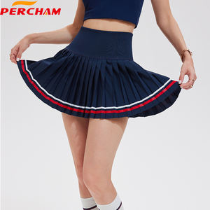 Conjunto Deportivo 2 en 1 para Mujer, Falda y Pantalones Cortos con Cintura Elástica Transpirable, para Tenis, Running, Gimnasio, Spandex/Poliéster, Logotipo Frontal - Product Image 1