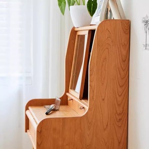 Cherry Wood Dressing <b>Table</b> With <b>Mirror</b> Storage Bedroom <b>Vanity</b> Makeup Desk - Product Image 2