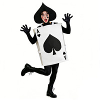 Costume de cosplay d'Halloween pour adulte, motif As de Pique (cartes à jouer), pour performance scénique