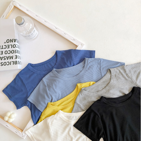 Лидер продаж, легкая футболка с круглым вырезом и коротким рукавом для мальчиков и девочек