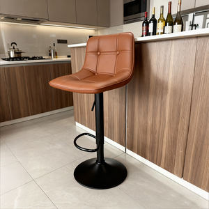 Taburete de Bar Giratorio <span class=keywords><strong>con</strong></span> <span class=keywords><strong>Respaldo</strong></span> Cómodo y Reposapiés <span class=keywords><strong>para</strong></span> Isla de Cocina, Apartamento Pequeño o Barra de Desayuno - Product Image 5