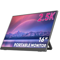 Produsen Logo khusus 16 \ "2.5K Monitor komputer portabel 2560x1600 IPS Panel LCD tampilan layar ganda pengeras suara HDR bawaan
