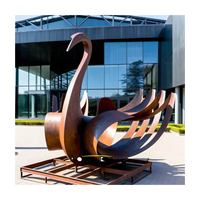 Art Grande Taille Extérieur Creative Design Corten Steel Leaves Sculpture Décorative fleur rouillée métal statue de jardin personnalisée