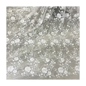 affinity novel design golden supplier shiny 100% polyester sequin bridal heavy lace embroidery fabrics wedding dress